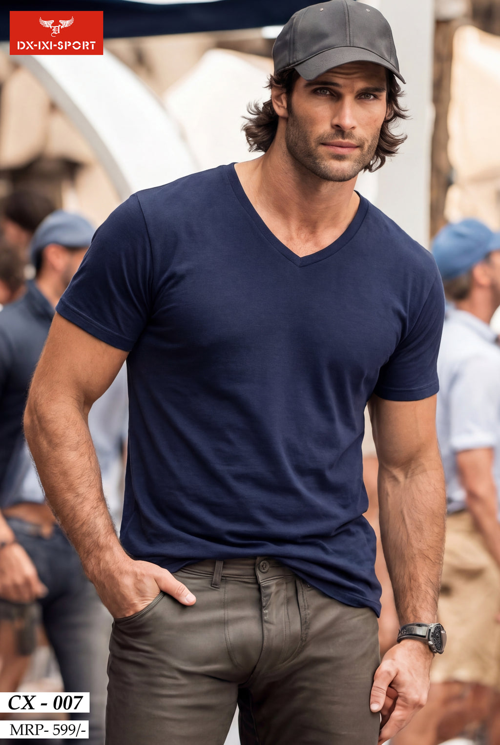 V-NECK HALF SLEEVES T-SHIRT (CX-007)
