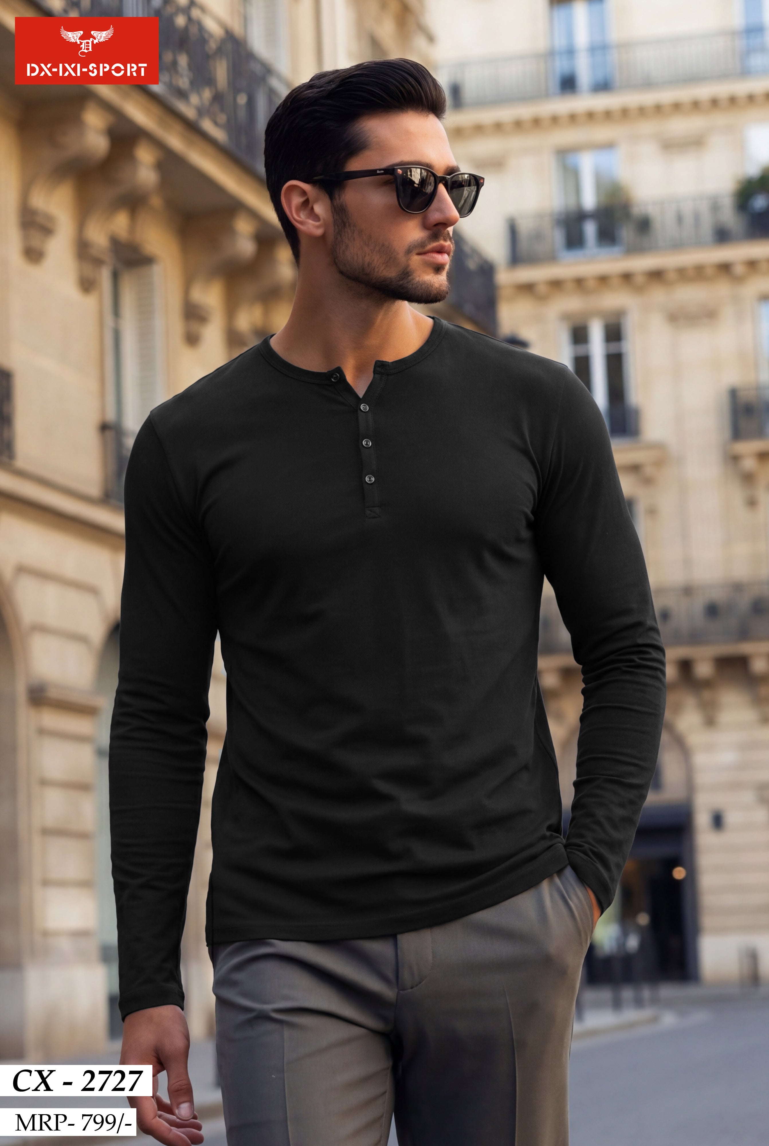 Y NECK FULLSLEEVE T-SHIRT (CX-2727)
