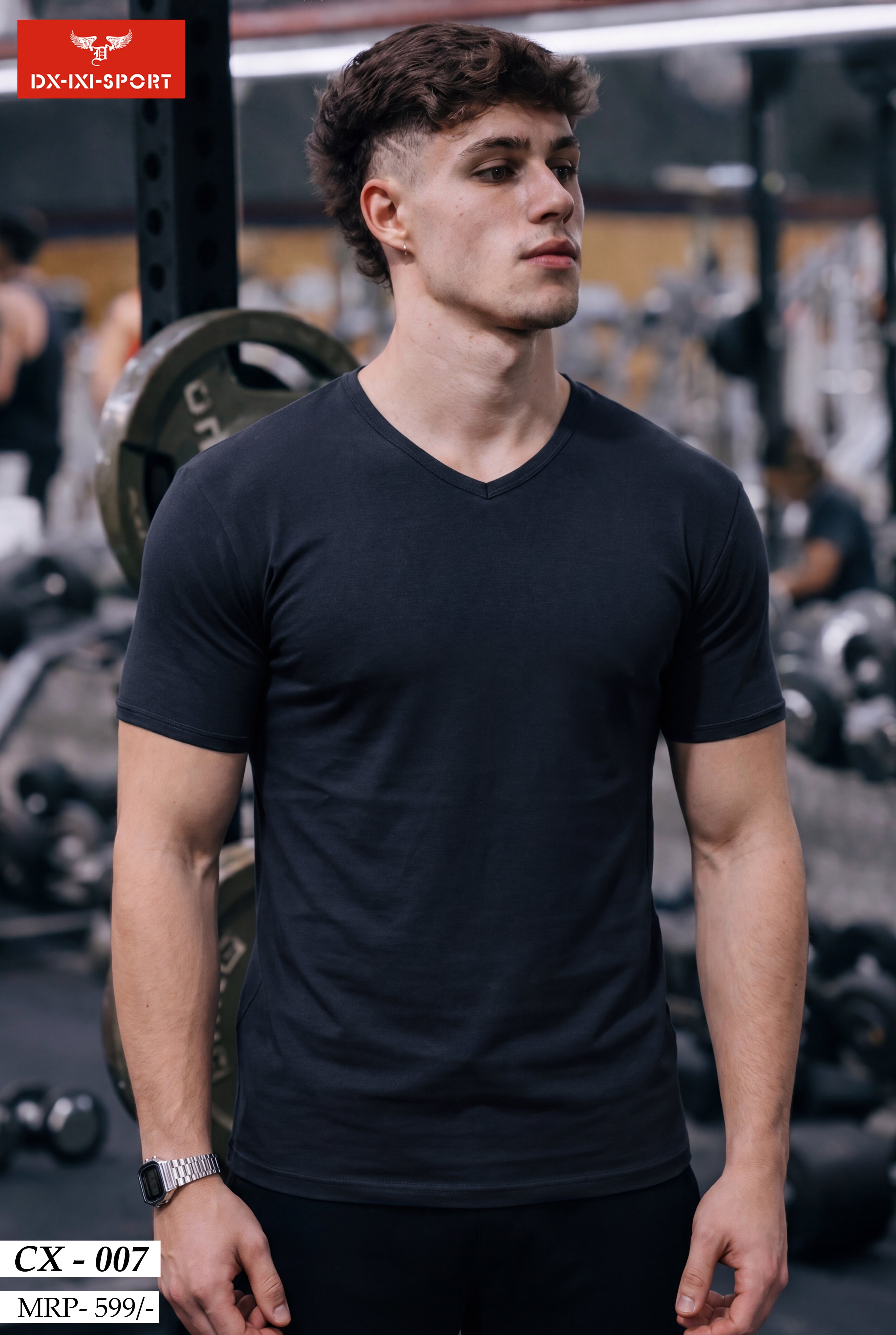 V-NECK HALF SLEEVES T-SHIRT (CX-007)