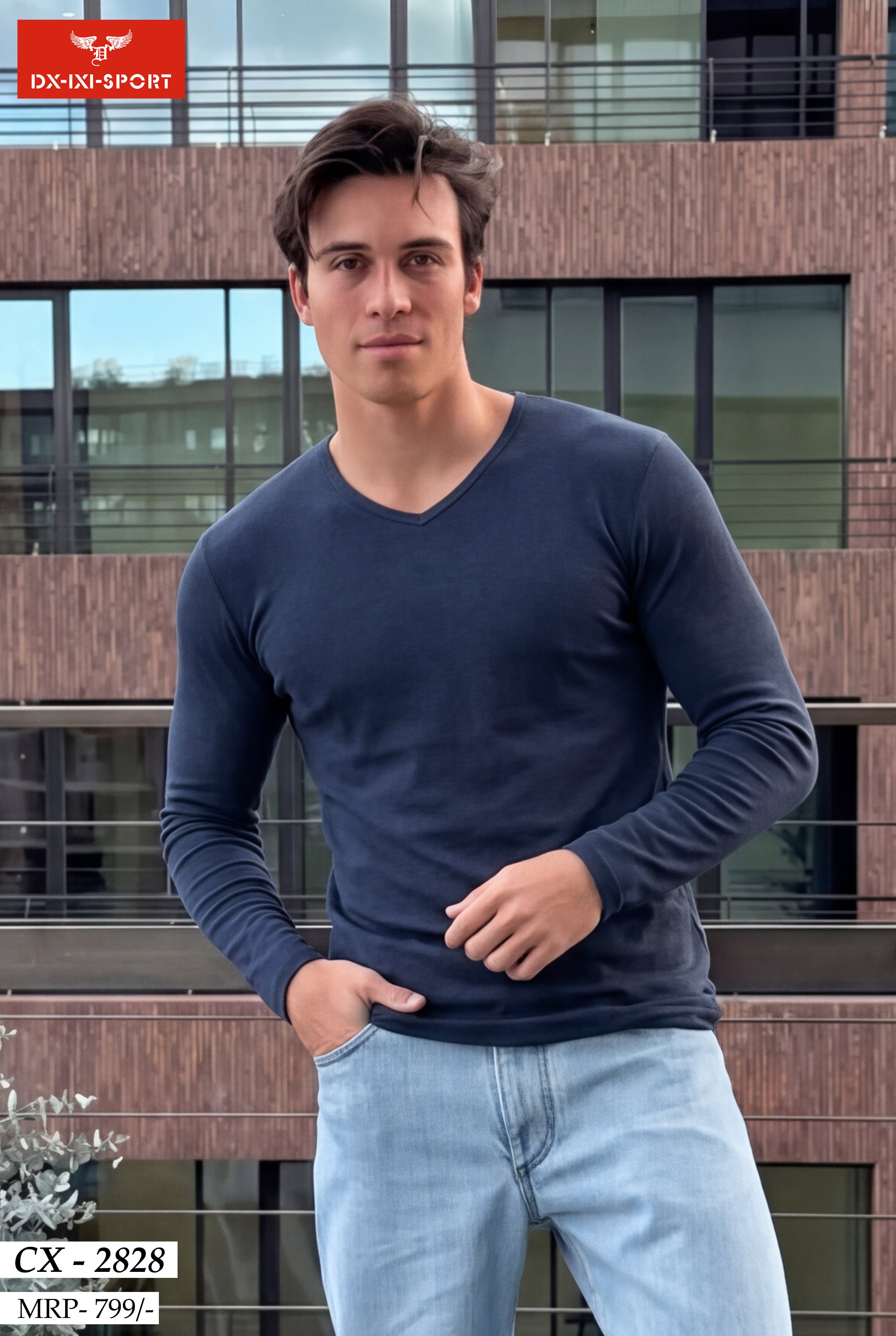 V NECK FULL SLEEVE T-SHIRT (CX-2828)