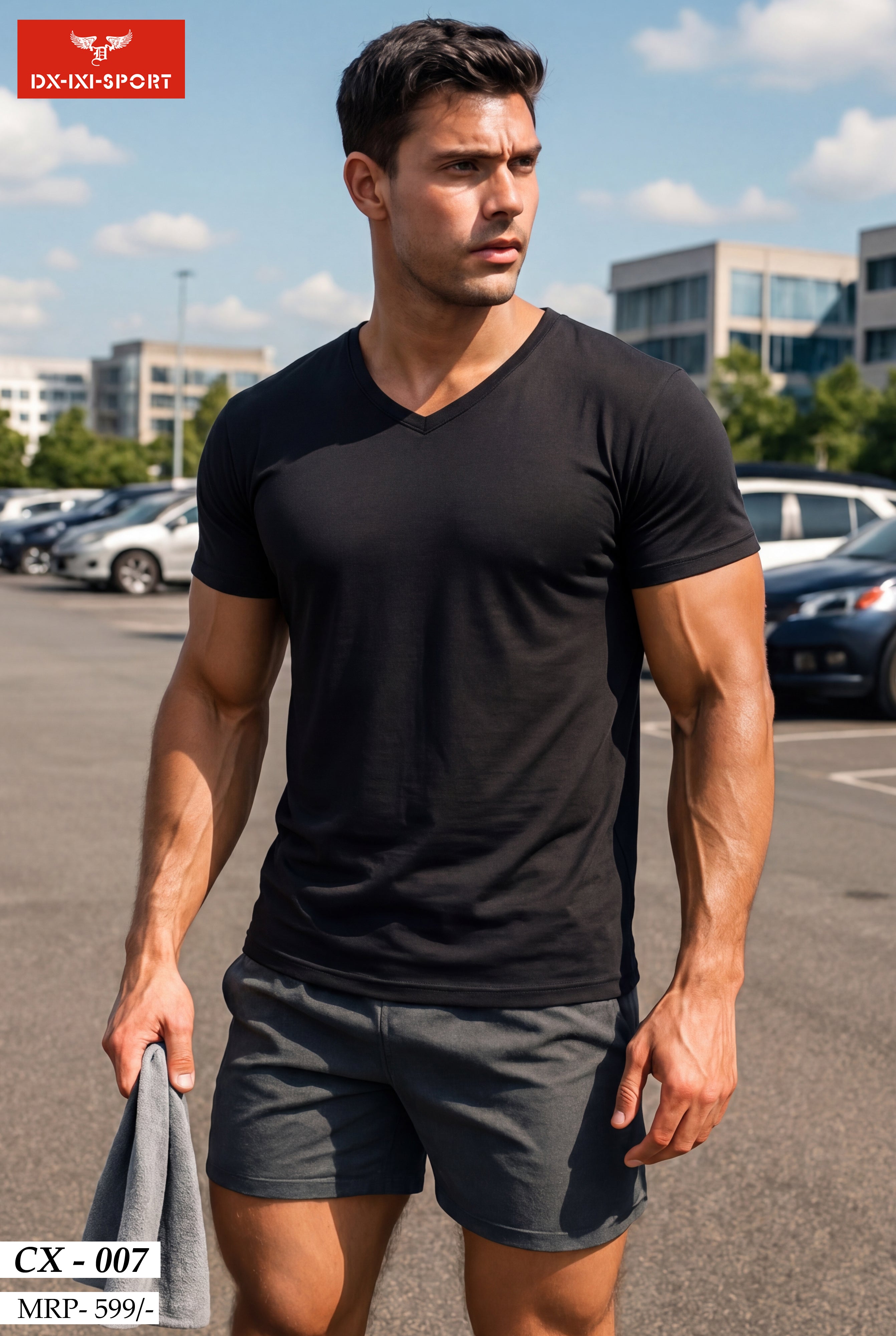 V-NECK HALF SLEEVES T-SHIRT (CX-007)