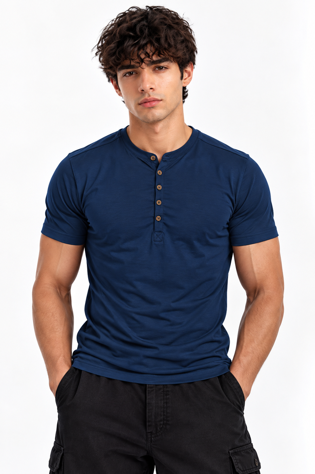 HENLEY NECK HALF SLEEVES T-SHIRT (CX-900)
