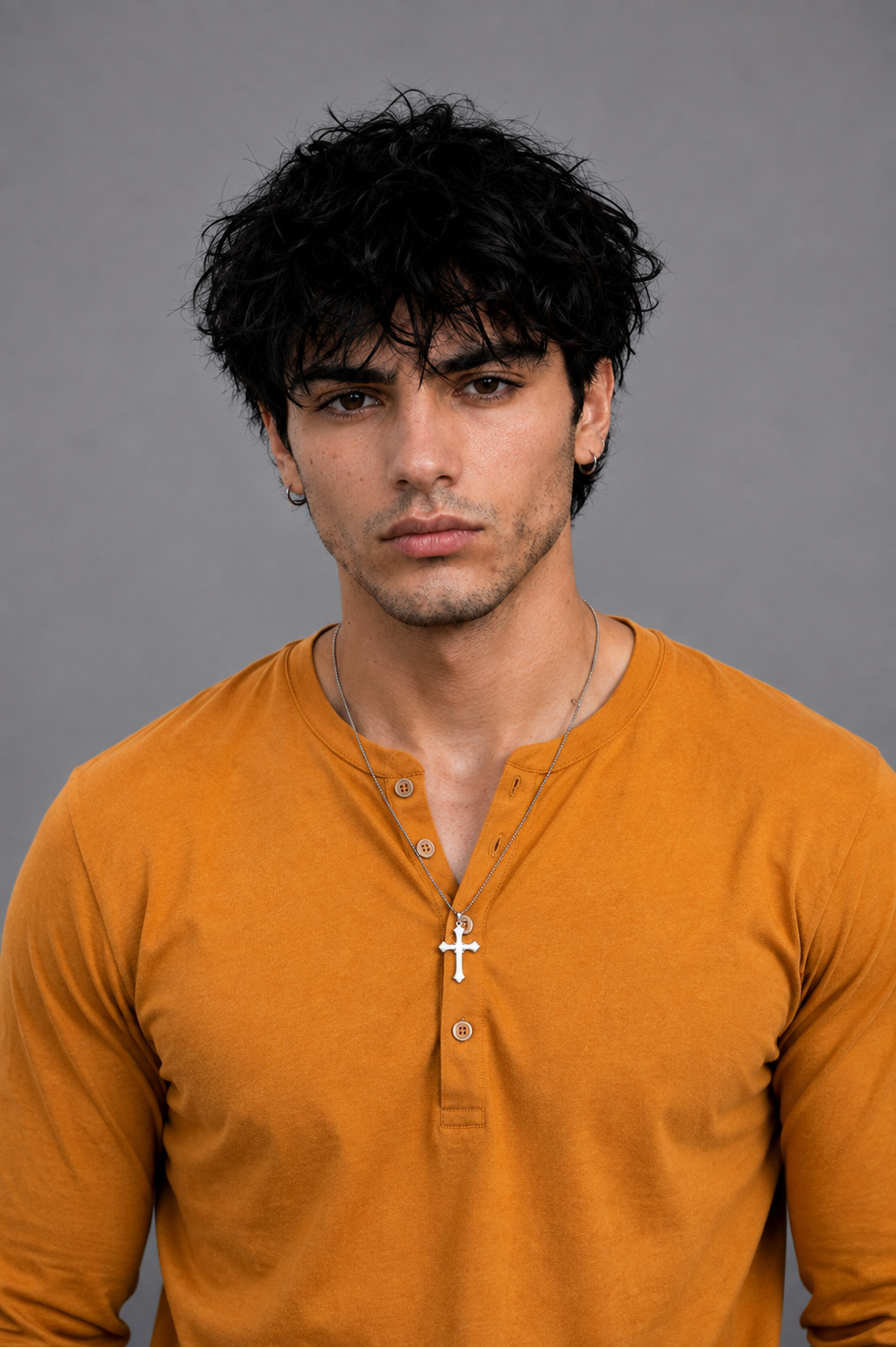 Ribbed Henley Full Sleeve T-Shirt