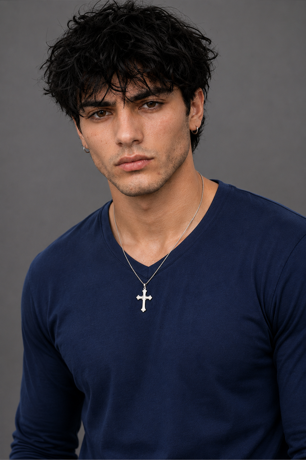Ribbed V-Neck Basic Tee