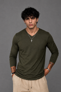 Ribbed V-Neck Basic Tee