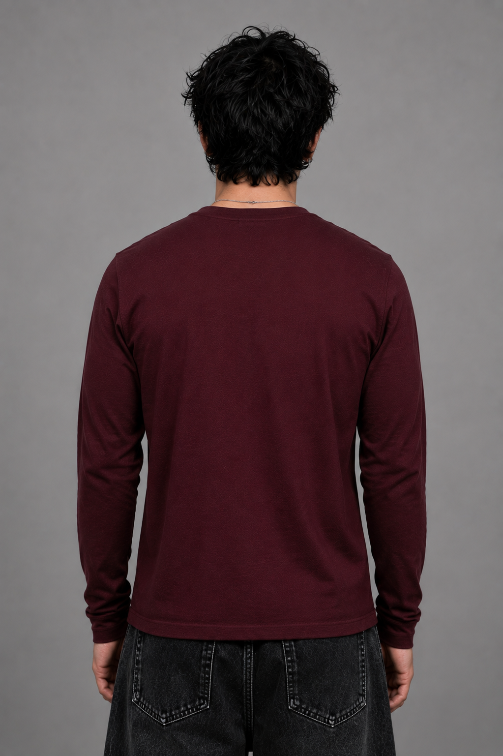 Ribbed Henley Full Sleeve T-Shirt