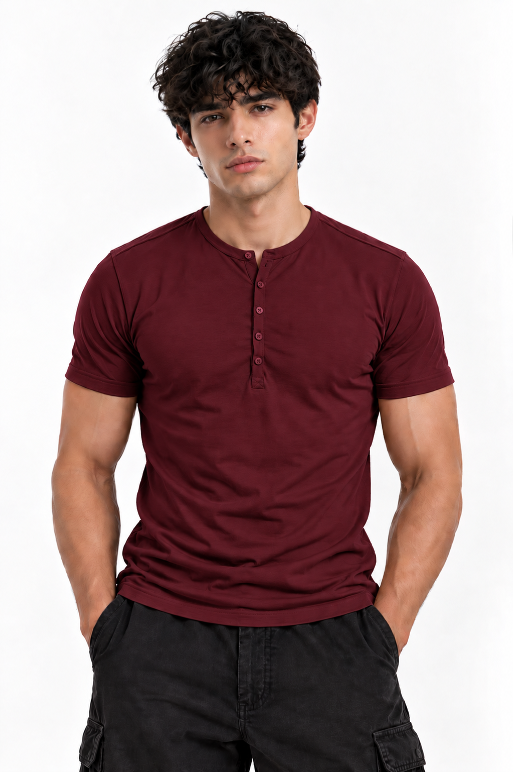HENLEY NECK HALF SLEEVES T-SHIRT (CX-900)