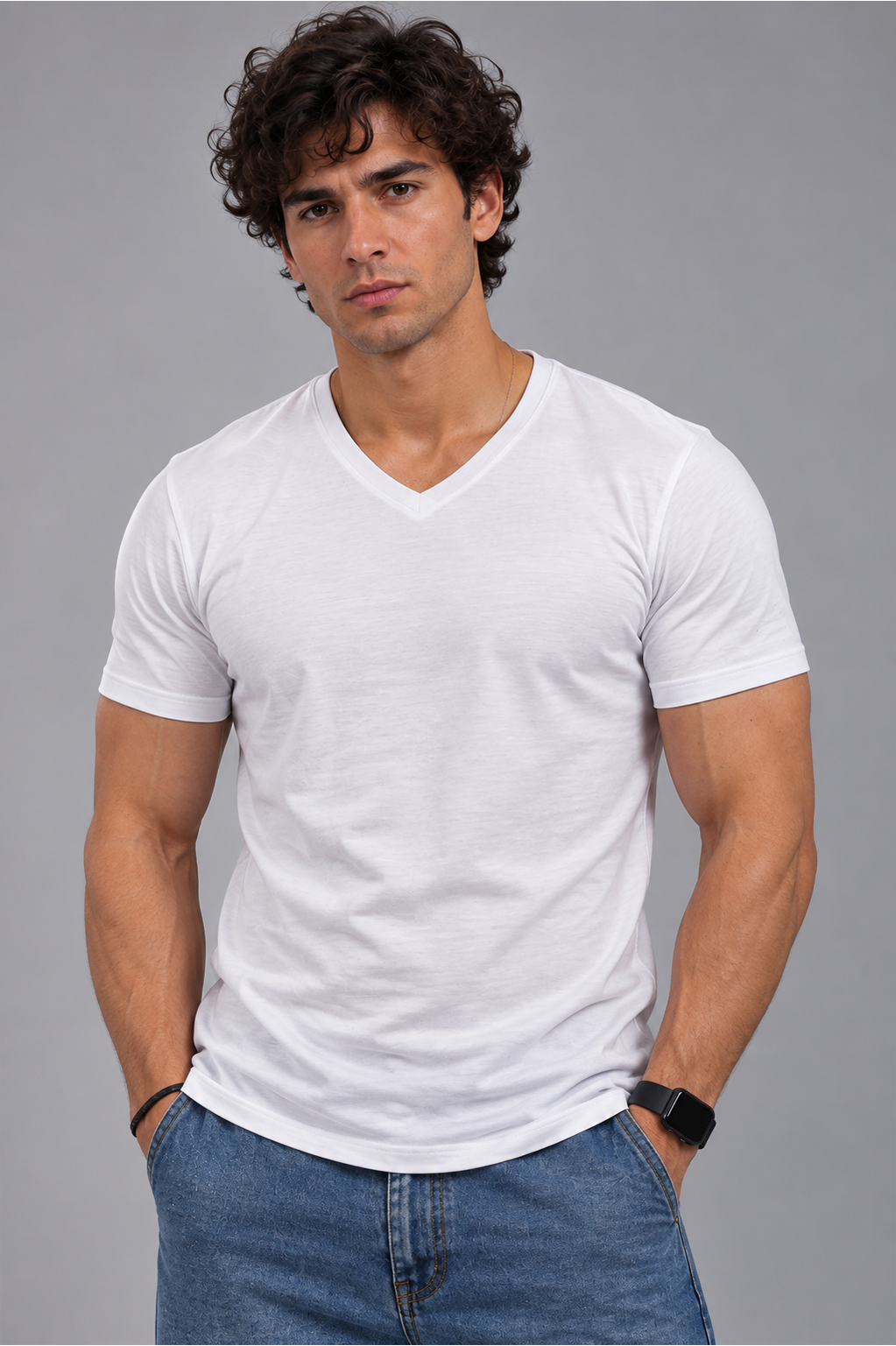 V Neck Half Sleeves T-shirt