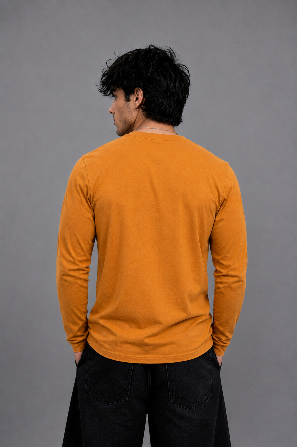 Ribbed Henley Full Sleeve T-Shirt