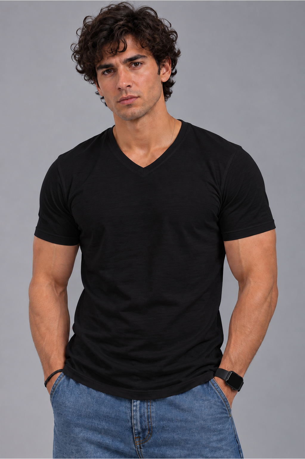 V Neck Half Sleeves T-shirt