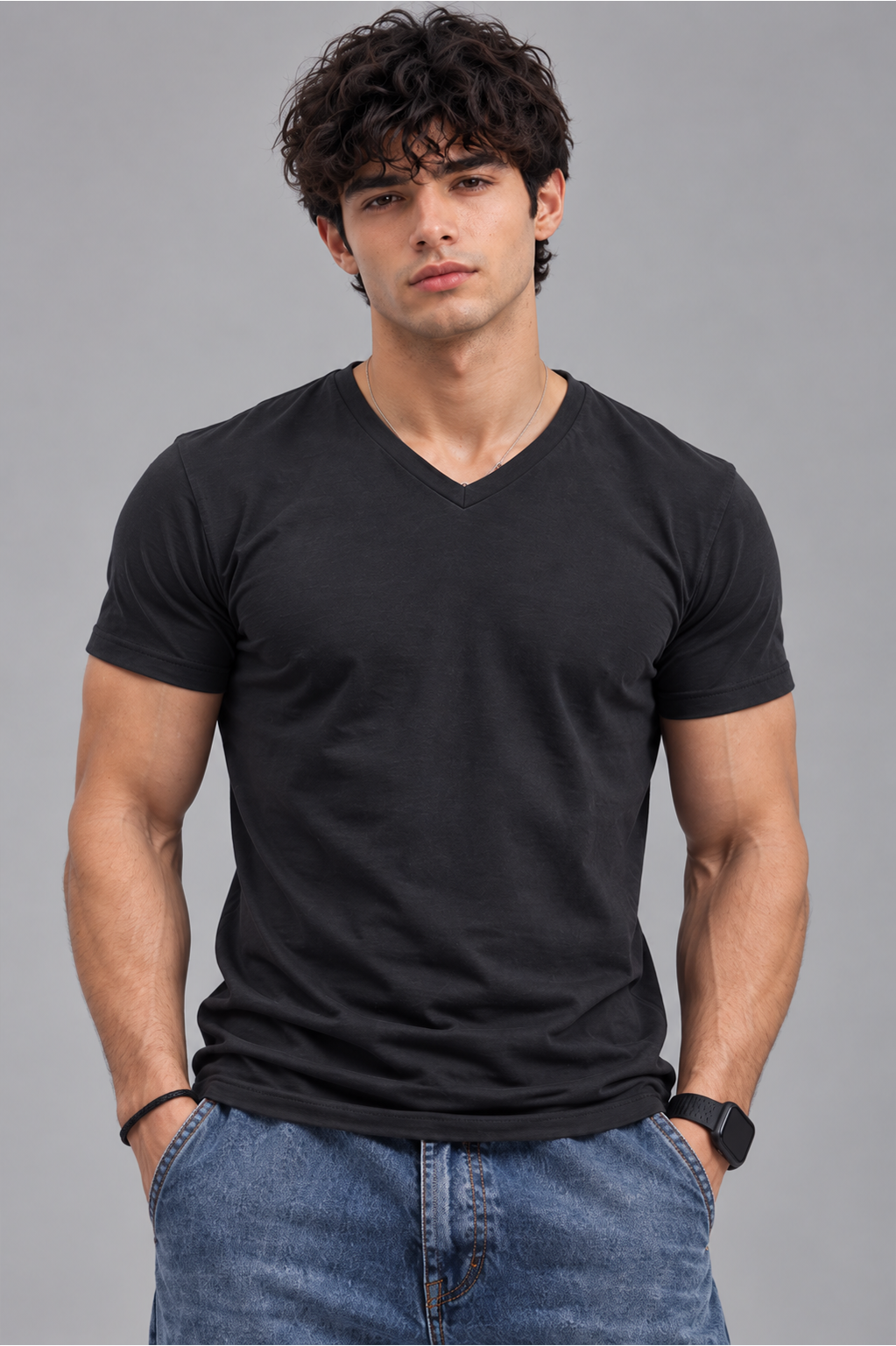 V Neck Half Sleeves T-shirt