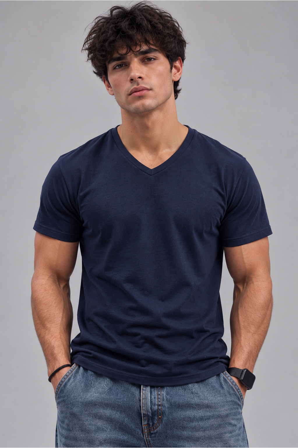 V Neck Half Sleeves T-shirt