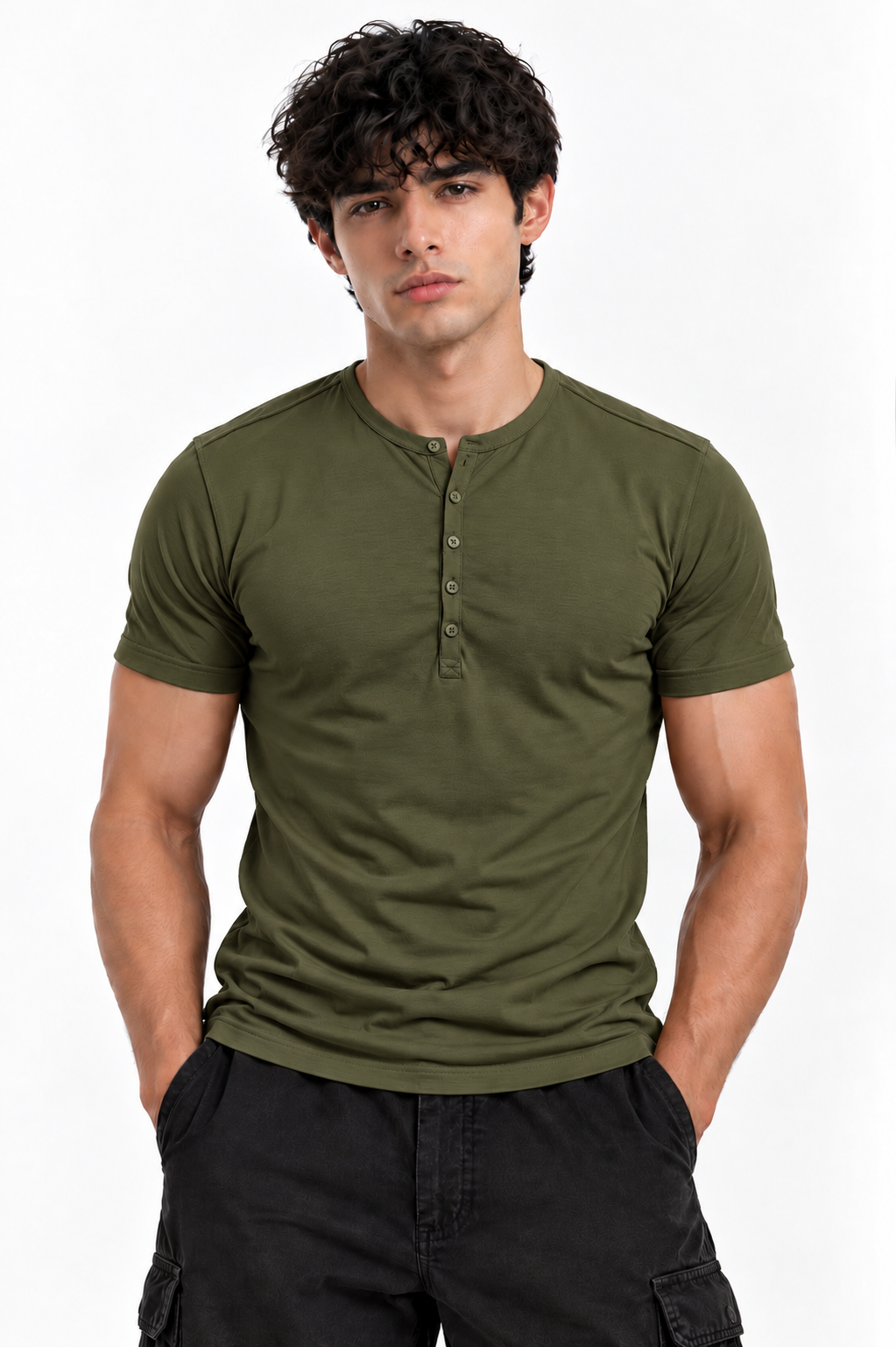 HENLEY NECK HALF SLEEVES T-SHIRT (CX-900)