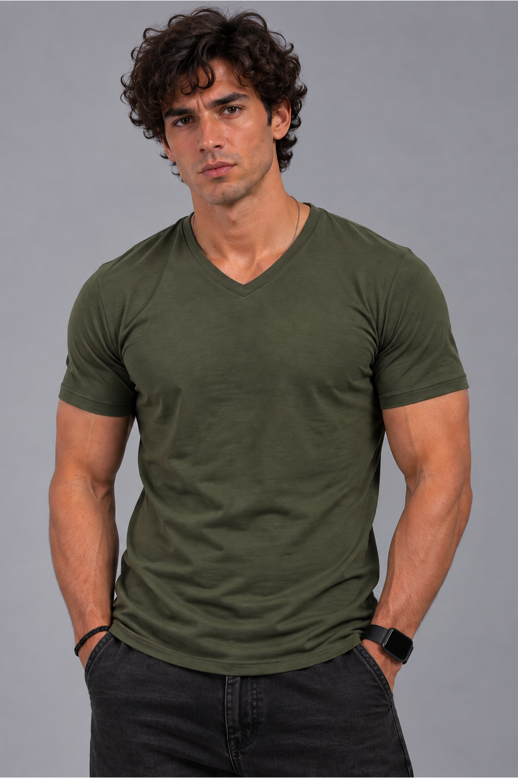 V Neck Half Sleeves T-shirt