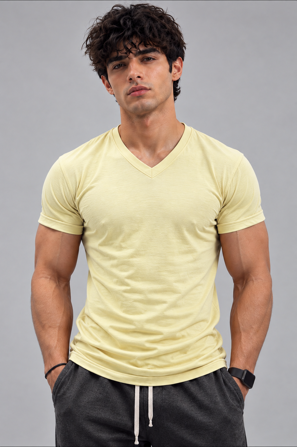 V Neck Half Sleeves T-shirt