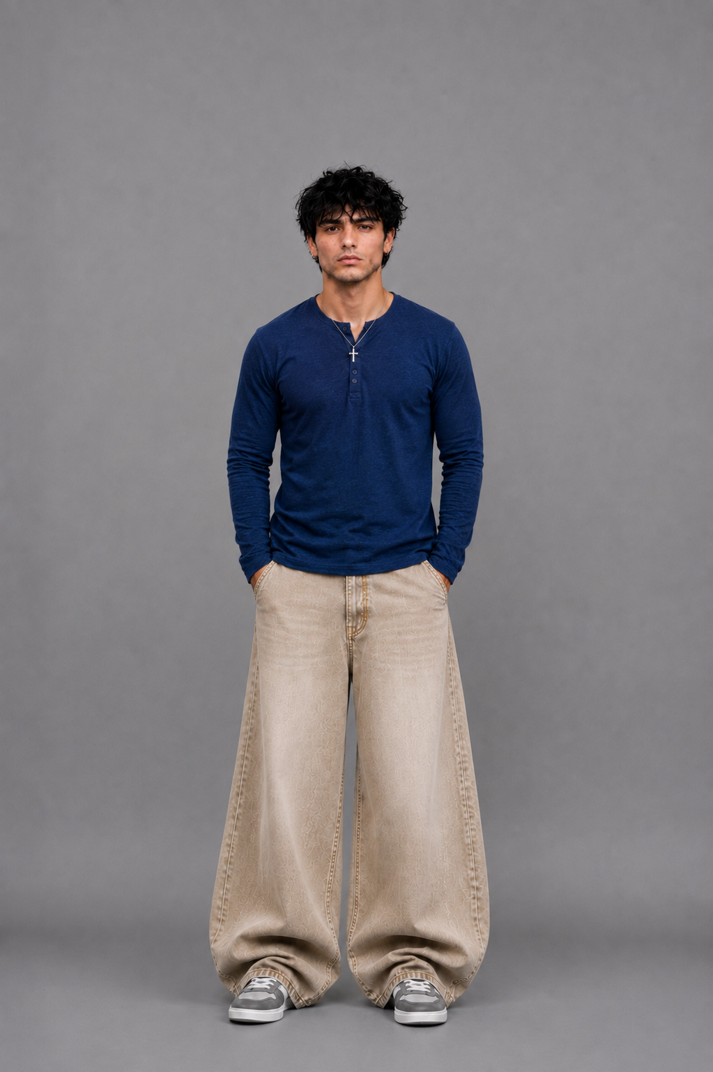 Ribbed Henley Full Sleeve T-Shirt