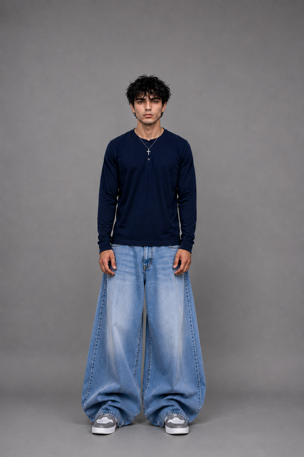 Ribbed Henley Full Sleeve T-Shirt