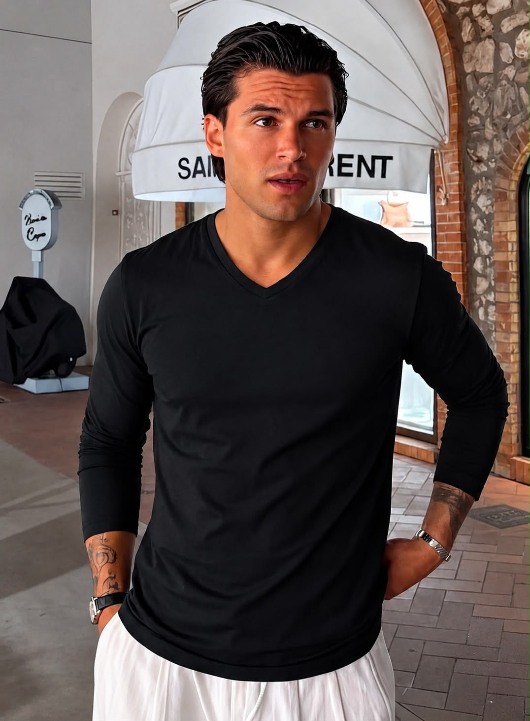 DXIXISPORT Premium Slim Fit V-Neck Full Sleeve T-Shirt