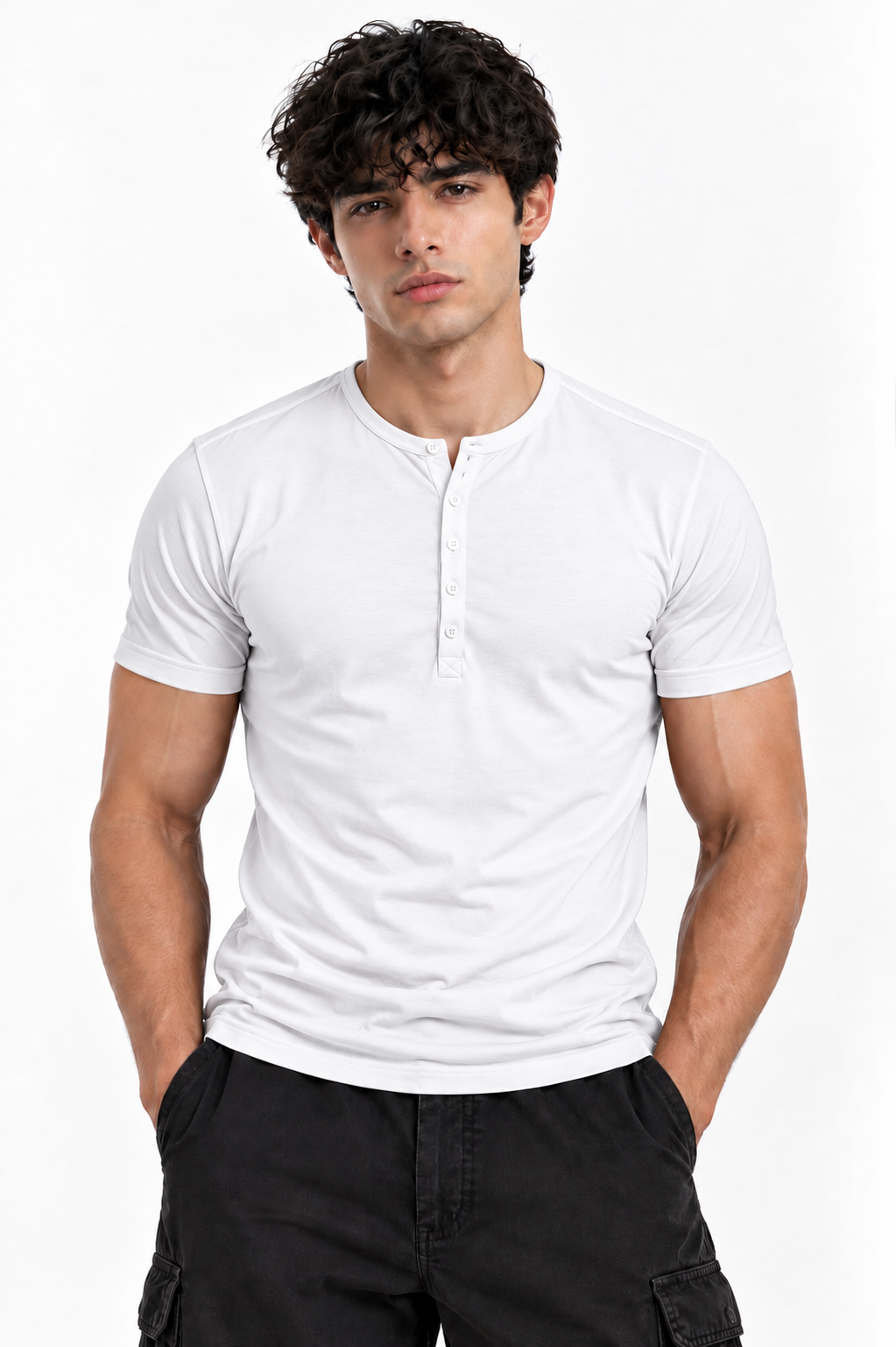 HENLEY NECK HALF SLEEVES T-SHIRT (CX-900)