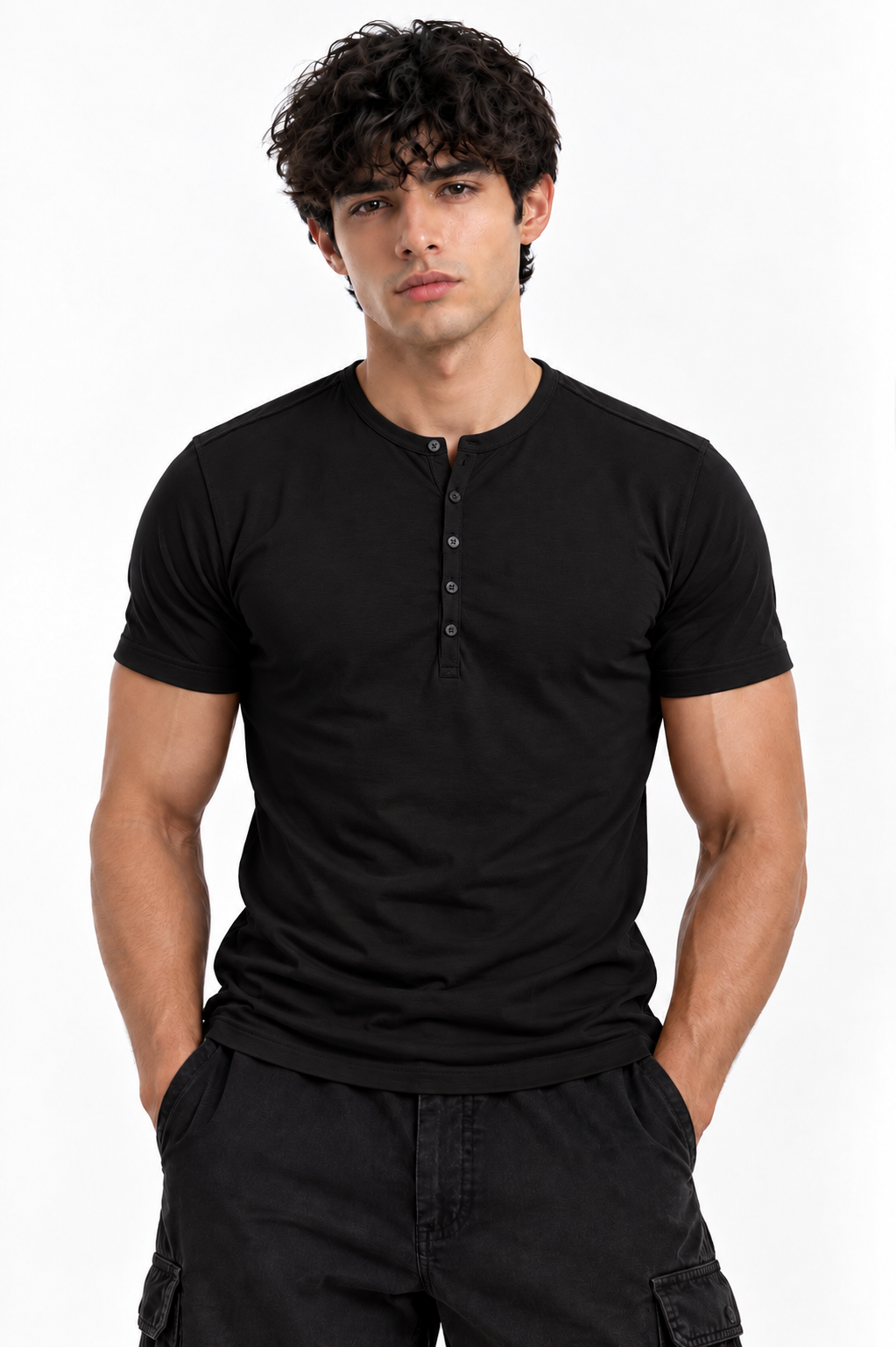 HENLEY NECK HALF SLEEVES T-SHIRT (CX-900)