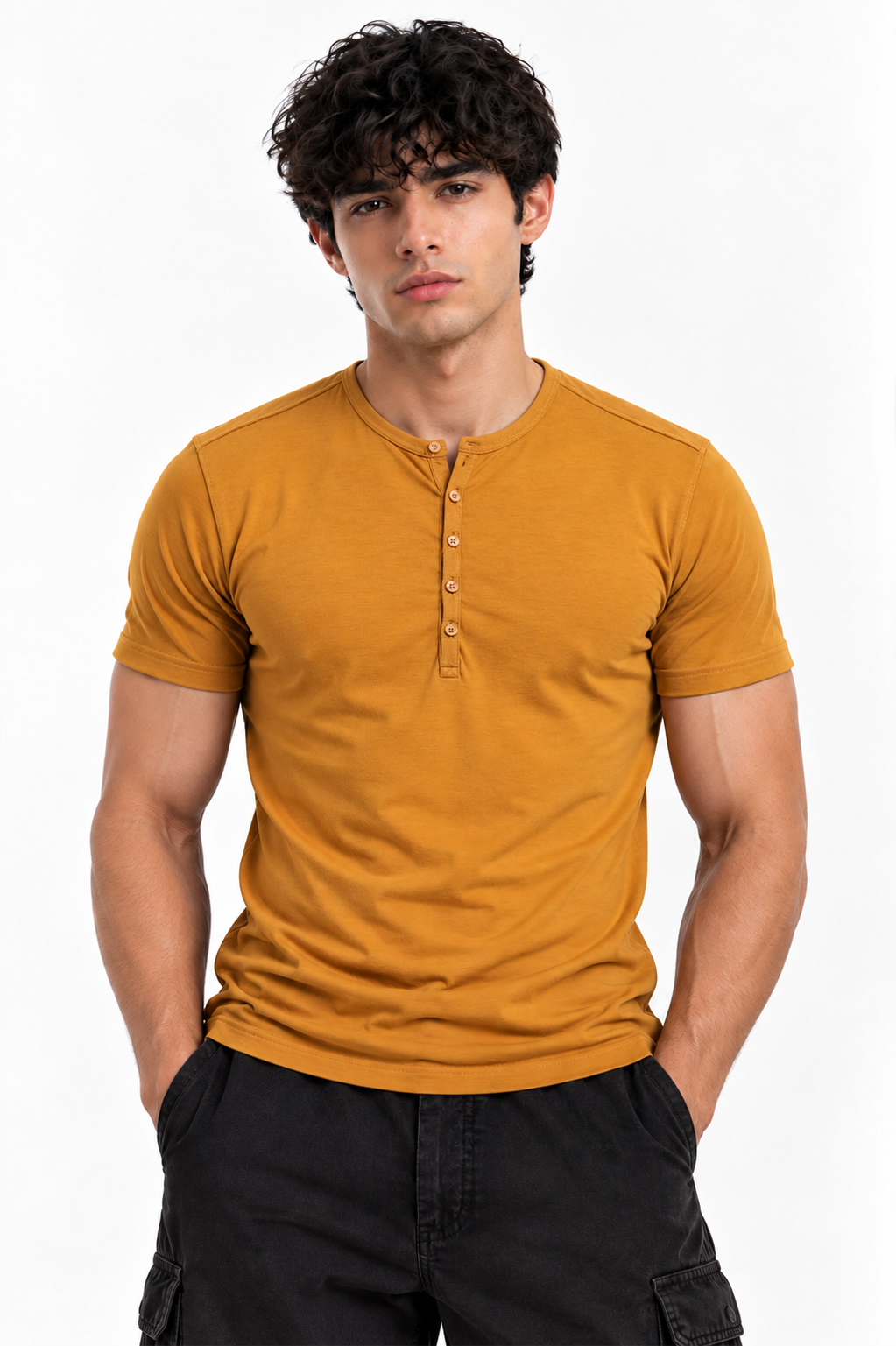 HENLEY NECK HALF SLEEVES T-SHIRT (CX-900)