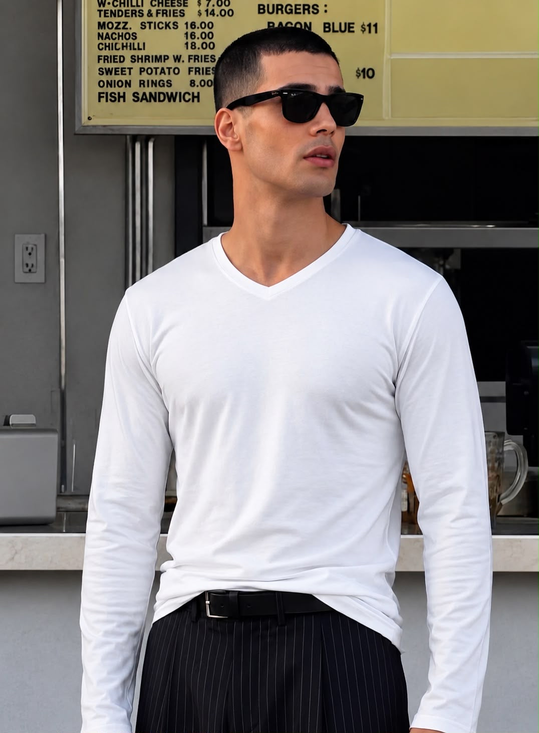 DXIXISPORT Premium Slim Fit V-Neck Full Sleeve T-Shirt