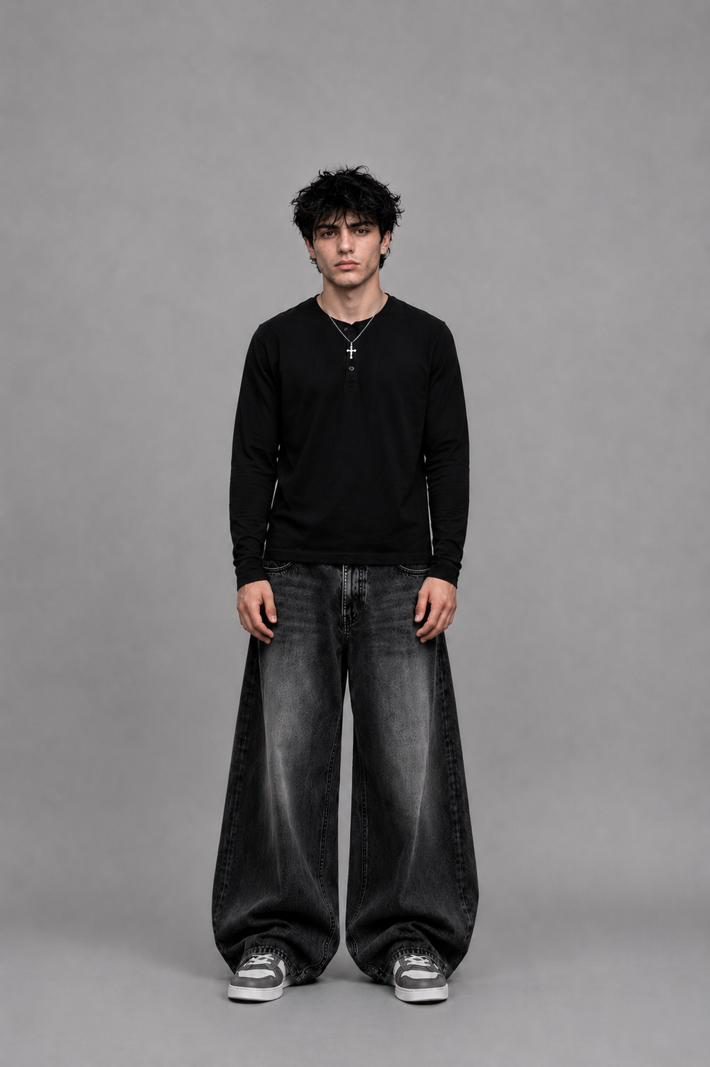Ribbed Henley Full Sleeve T-Shirt