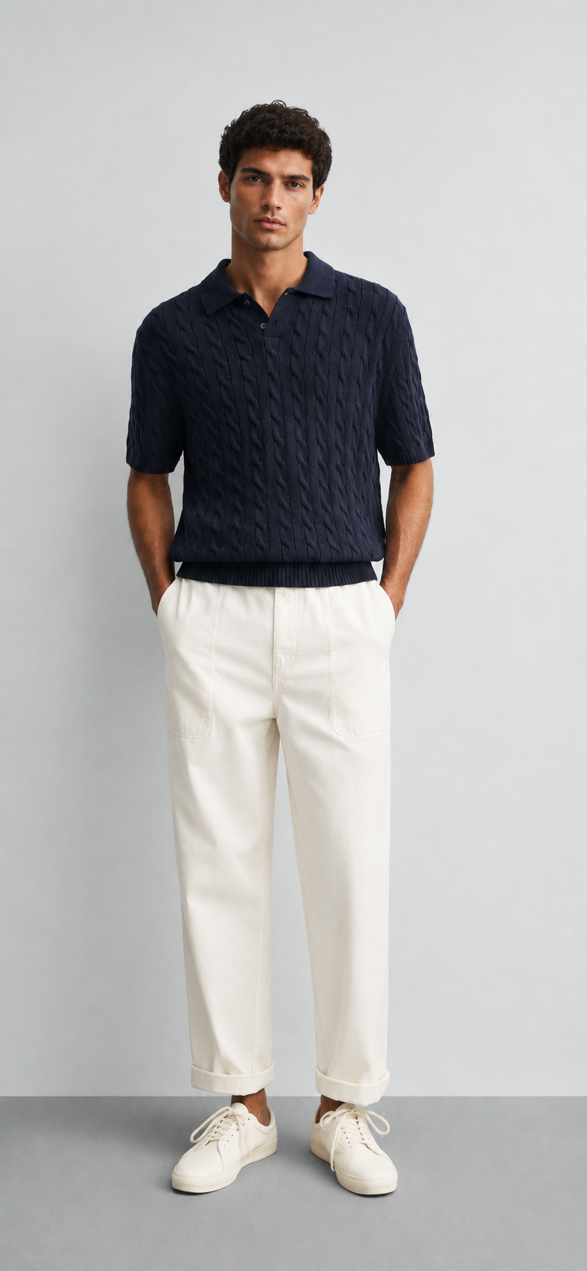 Cable Knit Polo