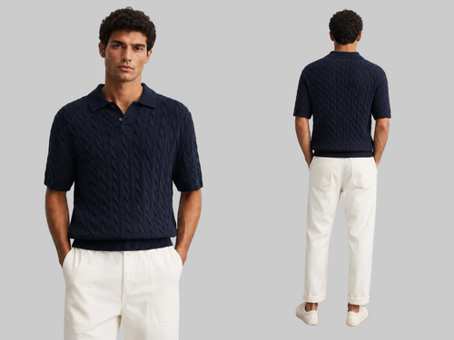 Cable Knit Polo