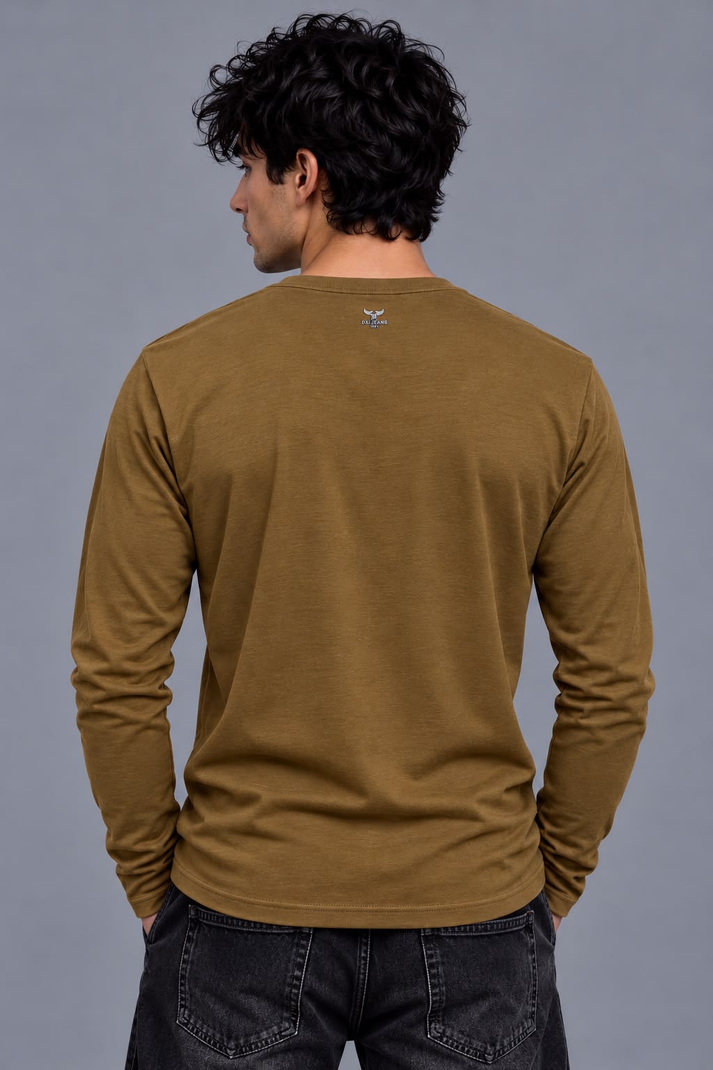 Ribbed Henley Full Sleeve T-Shirt