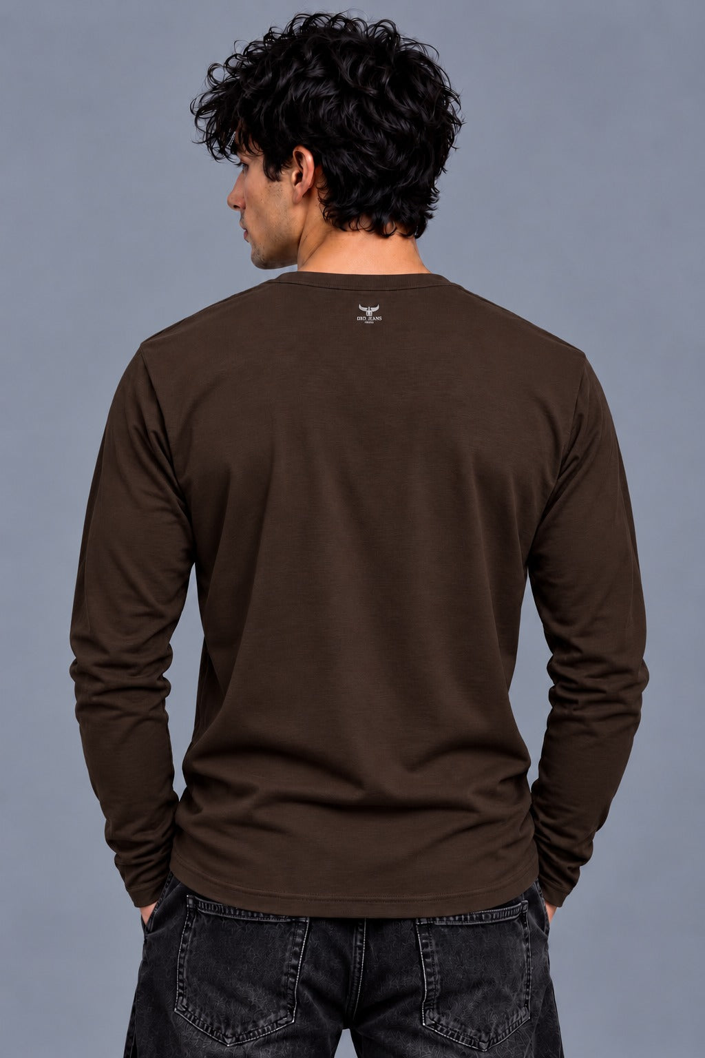 Ribbed Henley Full Sleeve T-Shirt