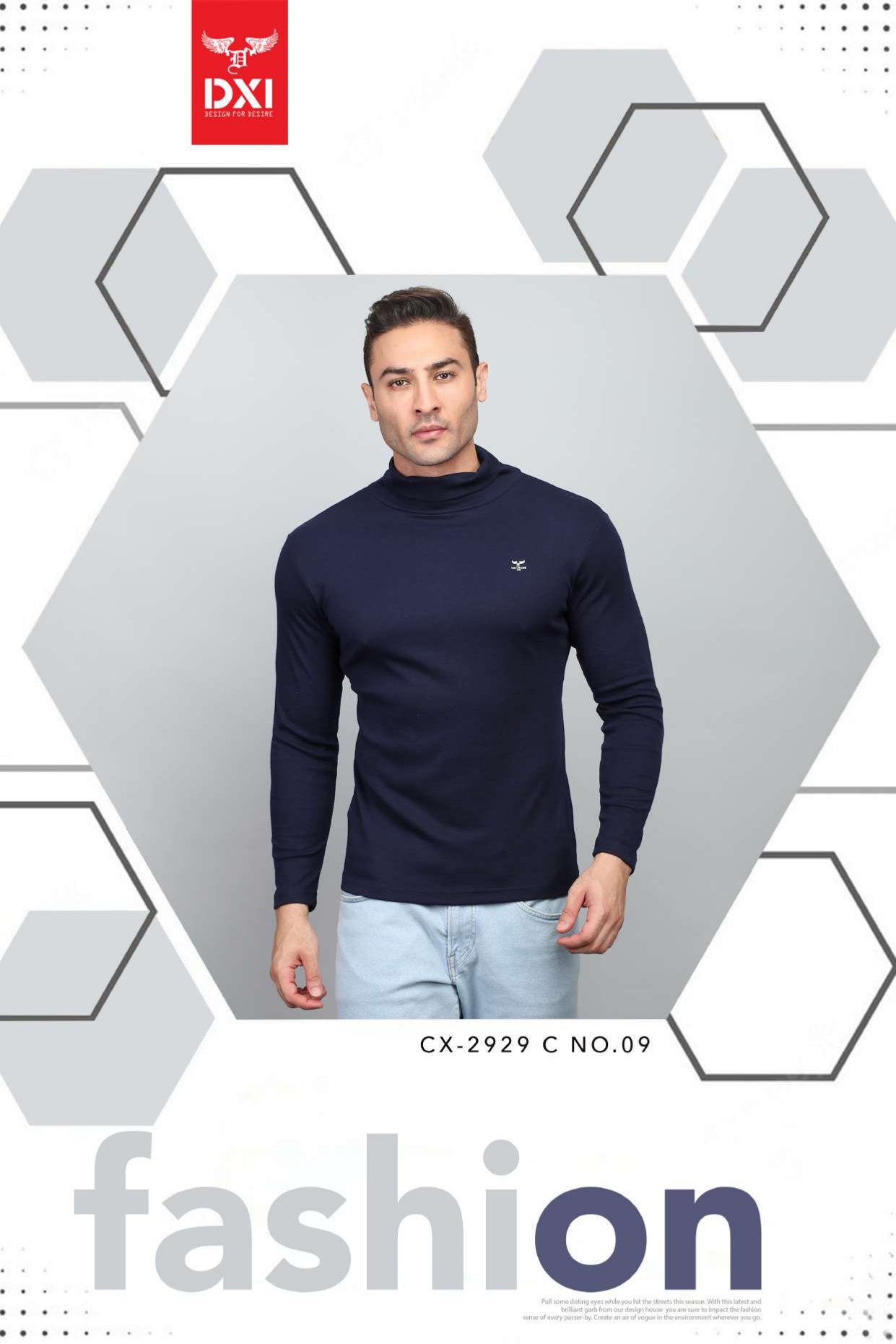 H Neck Full Sleeve T-Shirt (CX-2929)
