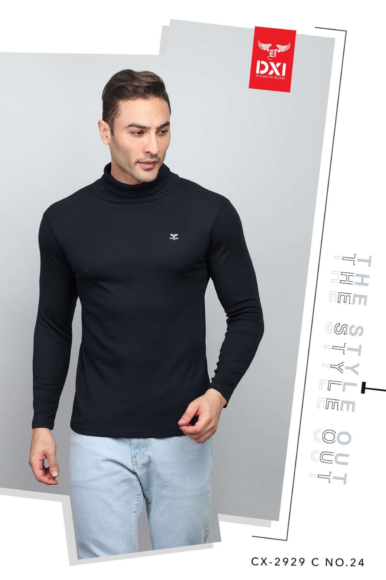 H Neck Full Sleeve T-Shirt (CX-2929)